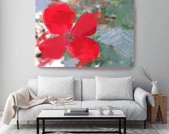 Red Touch. Floral Painting, Red Green Floral Art, Wall Decor, Abstract Colorful Contemporary Canvas Art Print up to 72" by Irena Orlov