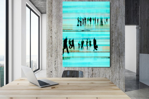 Going To Work 4,  Art for Your Office, Office Wall Art, Teal Corporate Office Decor, Extra Large Canvas Art Print up to 72" by  Irena Orlov