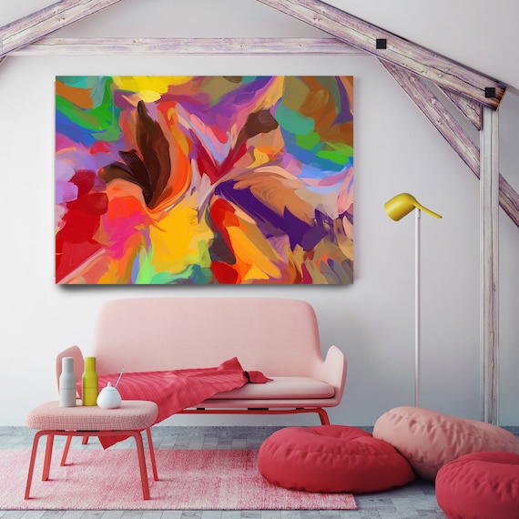 Bohemian, Mixed media, decorative boho art, boho Vibrant Colorful Painting Multicolor Abstract Painting Boho Painting Boho Chic Canvas Print