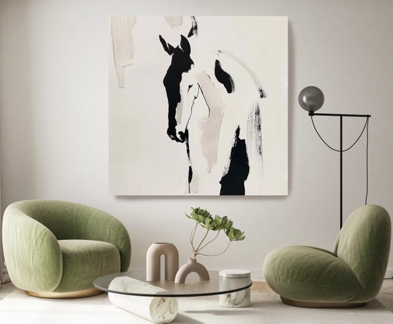 Elegant Equine Lines-17 Canvas Art, Horse Painting, Horse Art, Impressionist Horse Painting Print, Minimalist Horse Canvas Art Print