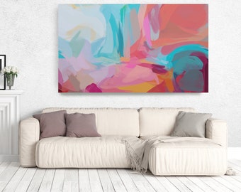 The Color Movement 12, Abstract Painting Modern Wall Art Painting Canvas Art Print Art Modern Pink Red Blue up to 80" by Irena Orlov