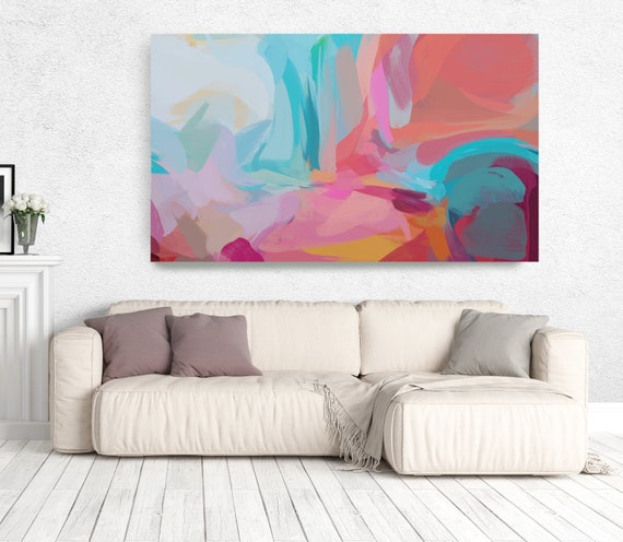 The Color Movement 12, Abstract Painting Modern Wall Art Painting Canvas Art Print Art Modern Pink Red Blue up to 80" by Irena Orlov