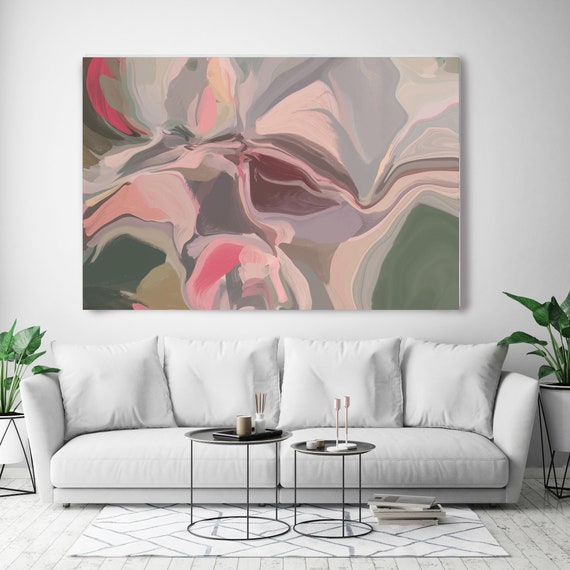 Paintings, Original, Large Canvas Print, Pink Green Abstract Huge Painting on Canvas up to 80" by Irena Orlov, The Shades of Pink Abstract 5