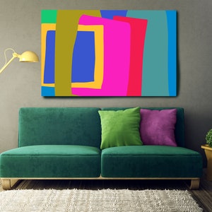 Modern Wall Art Canvas Art Print, Electric Geometric Art, Shape Colors Design 09-31-00-2, Boho decor, Colorful Transformation 412