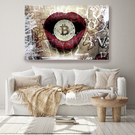 Bitcoin Pop Dot Art Canvas Art, Digital Currency Canvas Print, Cryptocurrencies Print, Cryptocurrency Bitcoin Graffiti, Print on Canvas