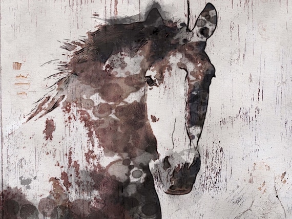 Wild Gorgeous Horse Extra Large Horse Wall Decor, Brown Rustic Horse Large Horse Portrait Canvas Art Print Abstract Horse, Equine Art, Horse