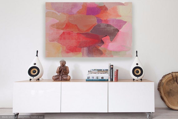 Mix of Colors 4. Red Pink Abstract Paintings Canvas Art Print, Extra Large Abstract Colorful Canvas Art Print up to 72" by Irena Orlov