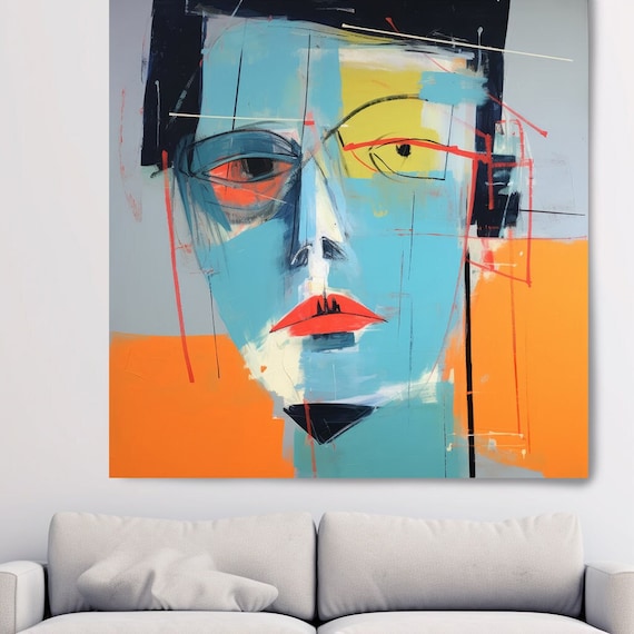 Abstract Cubist Portrait - Picasso Inspired Canvas Print - Hand Textured - Multiple Sizes Available