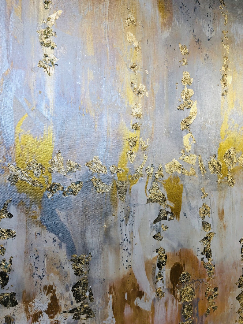 Silver to Gold Abstract 2 Painting Gold Art Abstract Painting Etsy