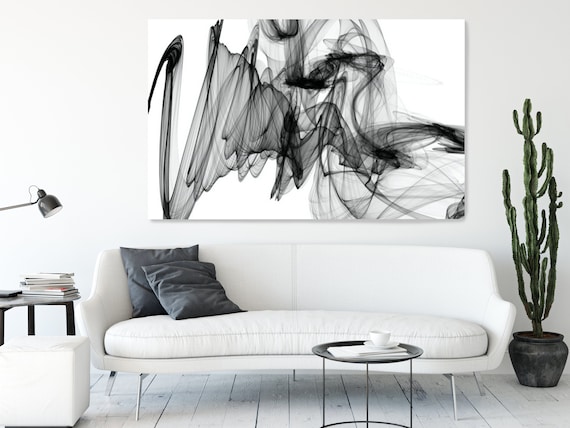 Black and White Abstract Art, Large Contemporary Canvas Art Print Modern Art Minimalist Print, The Invisible World-Movement 21, Abstraction