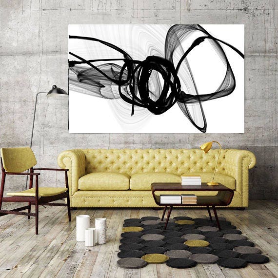 BW Decor, Black And White Abstract Canvas, Contemporary Abstract Art Original, Black And White Abstract Art, Extra Large Canvas Wall Art