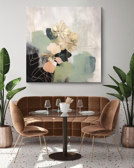 Floral Elegance in Simplicity Canvas Print | Abstract Floral Canvas | Muted  Wall Decor | Contemporary Artwork | Floral Canvas Print