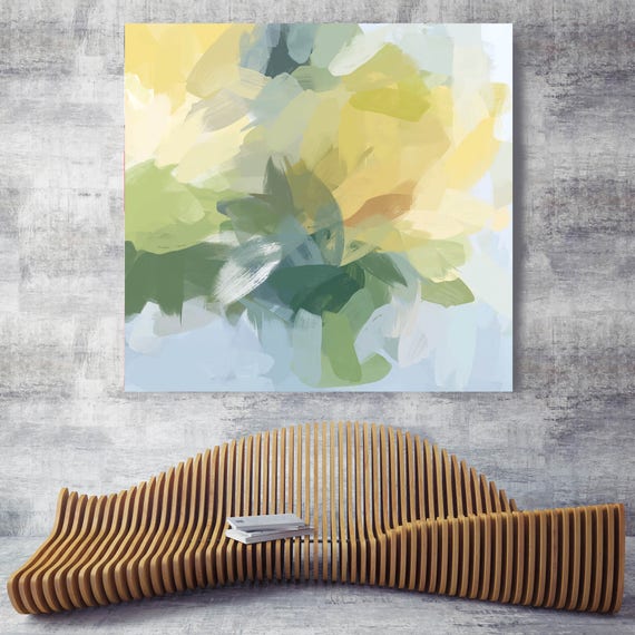 Let It Grow 5. Green Yellow Abstract Art, Wall Decor, Large Abstract Colorful Contemporary Canvas Art Print up to 48" by Irena Orlov