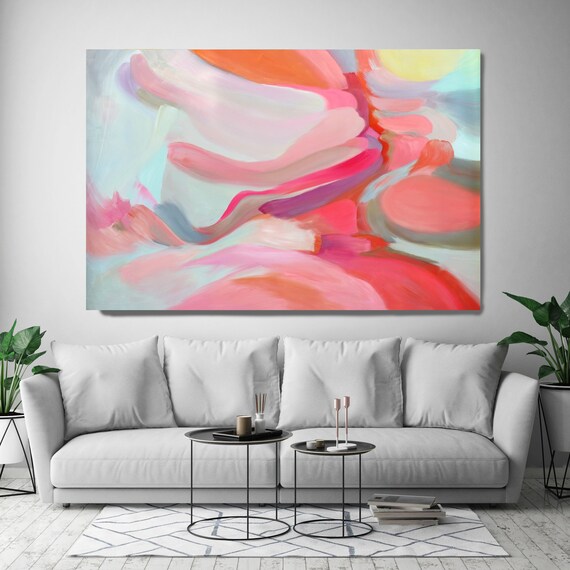 Impure Romance, Abstract Painting Modern Wall Art Painting Canvas Art Print Art Modern Blue Red up to 80" by Irena Orlov