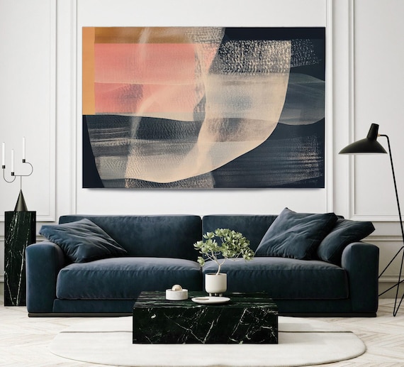 Tiers of Time-13, Black Pink Abstract Painting Print on Canvas, New Media Art, Contemporary Living Room Decor, Office Wall Art