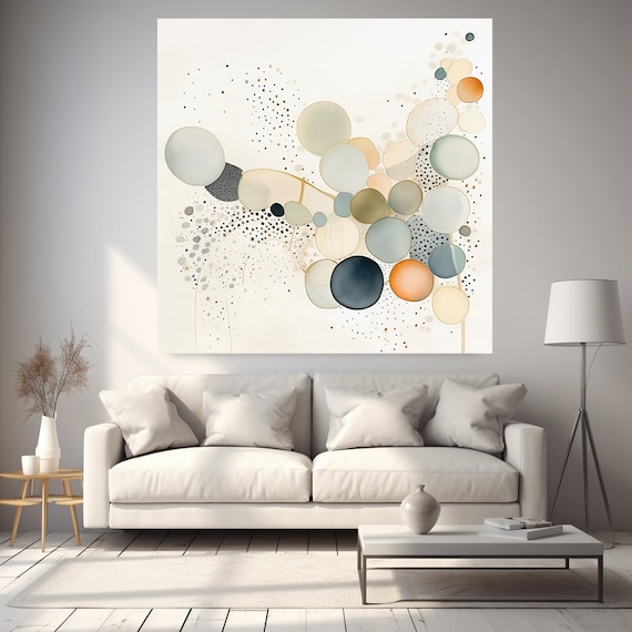 Watercolor Abstract Dots 1, Muted  Color Abstract Minimalist Art, Contemporary art, Minimalist Painting Print, Canvas Print Painting Art