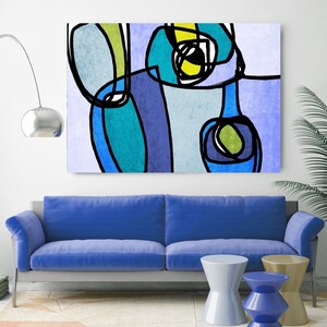 Arte de pared púrpura de mediados de siglo, Decoración moderna de mediados de siglo, Impresión de pintura abstracta, Arte de lienzo, Impresiones abstractas grandes, Obras de arte de mediados de siglo