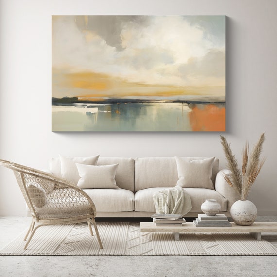 Landscape painting, Muted Colors landscape wall art, Landscape Canvas Print, Silent Landscape Bliss-7, Nature art, Scenic Canvas Print
