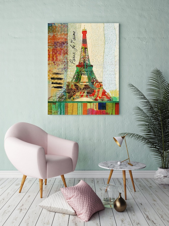 Paris Je T'aime Canvas Print | Extra Large Paris Canvas Art | Paris Wall Decor Print | Rustic Paris Canvas Art | Fine Art Paris Canvas Print