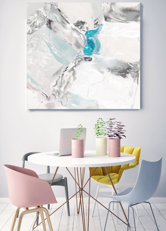 Blue Ice. Abstract White and Blue Photography Canvas Print, Large Abstract Contemporary Photography Canvas Print up to 48" by Irena Orlov