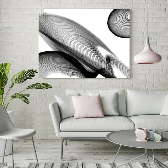 Abstract Black and White 22-04-45. Contemporary Unique Abstract Wall Decor, Large Contemporary Canvas Art Print up to 72" by Irena Orlov