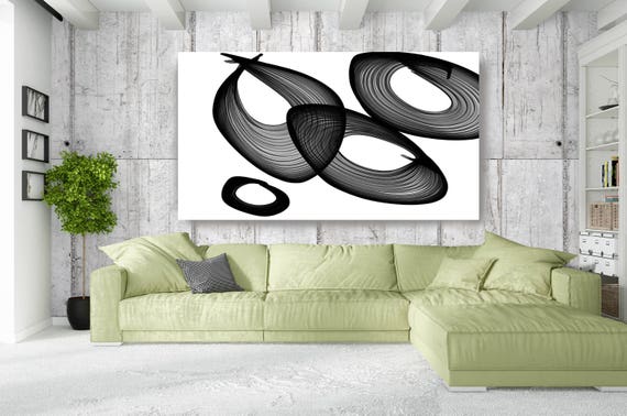 Abstract Black and White 21-06-47. Unique Abstract Wall Decor, Large Contemporary Canvas Art Print up to 72" by Irena Orlov