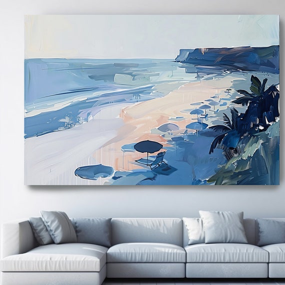 Blue Waterscapes-18/ Malibu Blue Canvas Print, Ocean Wall Art, Malibu Abstract Beach Canvas Print,Custom Blue Sea Wall Art Living Room Decor