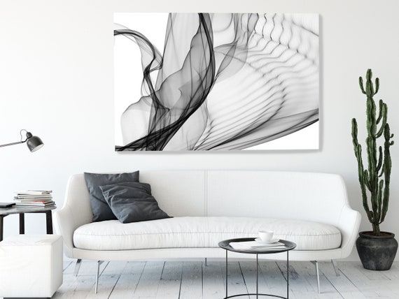 Black and White Abstract Art, Large Contemporary Canvas Art Print Modern Art Minimalist Print, Sunny Wind, Abstraction