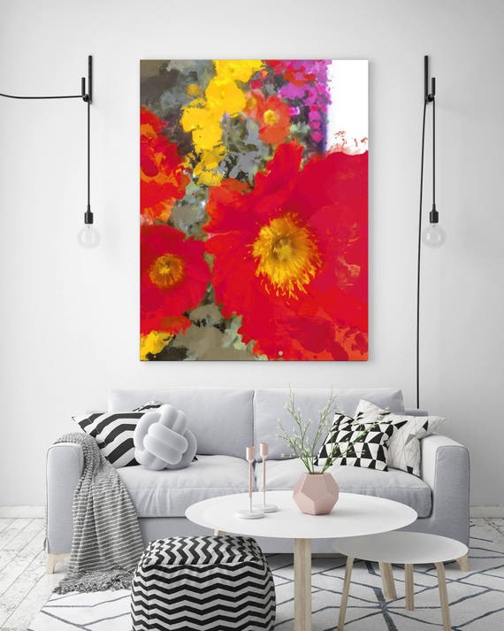 Poppy Magic. Floral Painting, Red Abstract Poppy Flower Art, Large Abstract Colorful Contemporary Canvas Art Print up to 72" by Irena Orlov