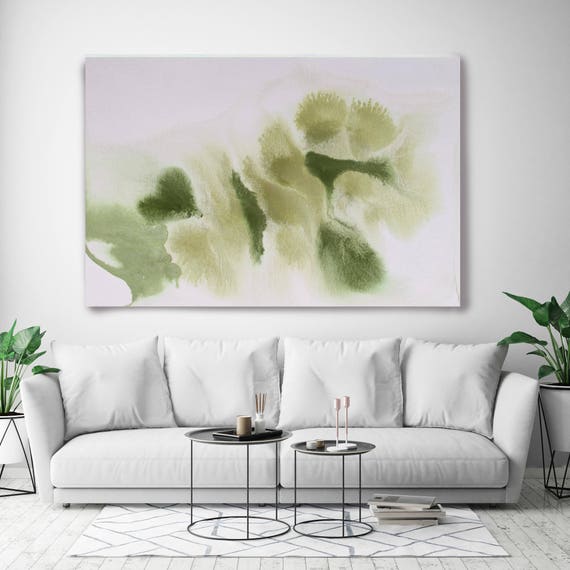 Watercolor Coastal Abstract 114. Contemporary Abstract Green Canvas Art Print up to 72", by Irena Orlov