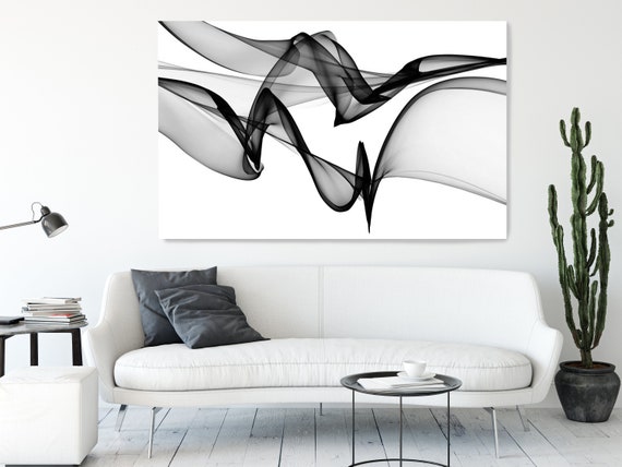 Black and White Abstract Art, Large Contemporary Canvas Art Print Modern Art Minimalist Print, New Media Abstraction