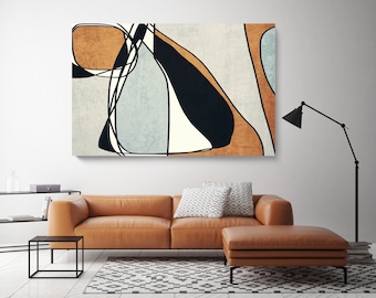 Line Art Modern Coper Black Canvas Art Print Scandinavian print Minimalist abstract Wall decor Mid-Century Modern Art Abstract Line Art 17