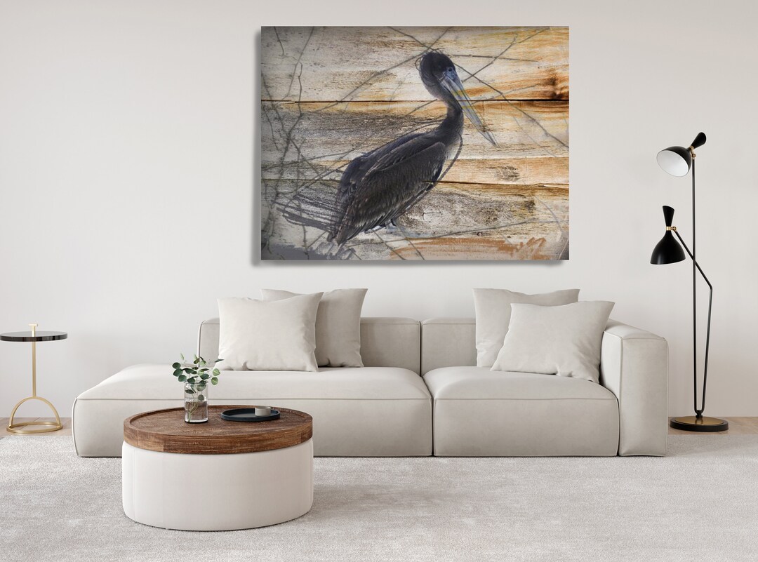 Pelican. Pelican Painting Canvas Print Bird on Wood Rustic - Etsy