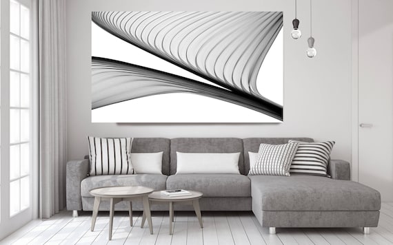 Abstract Black and White 21-37-04. Contemporary Unique Abstract Wall Decor, Large Contemporary Canvas Art Print up to 72" by Irena Orlov