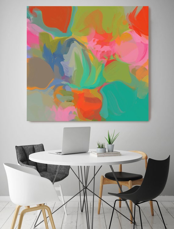 ORL-6228-1 Always in Style 1, Colorful Blur Abstract Painting, Red Blue Green Canvas Art Print up to 48" by Irena Orlov