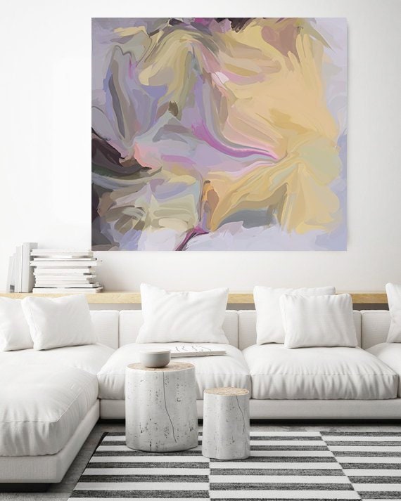 Yellow Purple Day. Yellow and Purple Abstract Art, Canvas Art Print of Abstract Paintings, Minimalist Art, Modern Abstract Wall Art