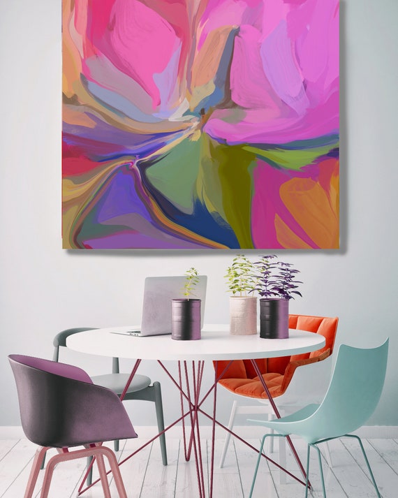 Abstract Painting Abstract Art Contemporary Art Modern Hot Pink Painting Expressionism Painting Canvas Print. Desert Mirage 24-2