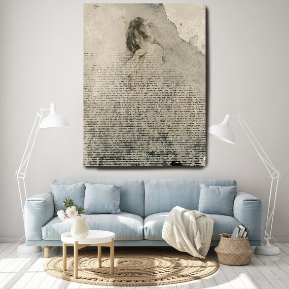 Spirit, Woman Portrait, Watercolor figurative Art, Sexy wall art, Figurative Painting, Figurative Canvas Print, Living Room Decor Minimalist