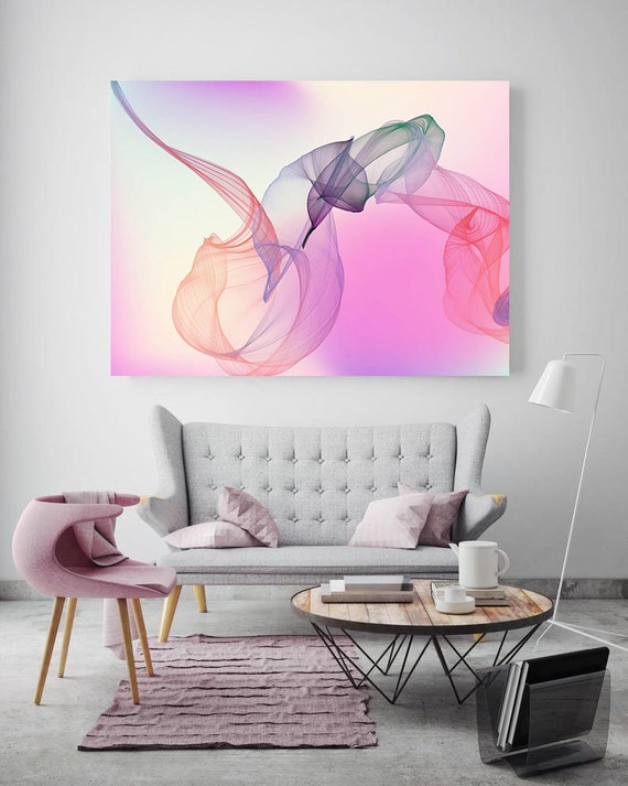 Extra Large Wall Art Pink Abstract Wall Art Contemporary Art Large Abstract Canvas Print, Modern Abstract, New Media Gradient 29, Minimalist