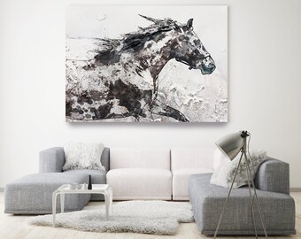 Bay Horse| Horse Painting | Giclee | Farm Animal | Horse Art| Rustic Horse | Horse Canvas | Abstract Horse