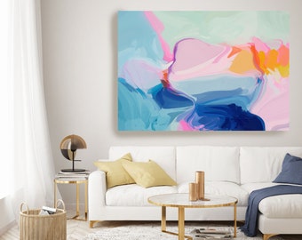 Large Abstract Art, Colorful Art, Abstract Canvas Print Large Modern Abstract Blue Abstract Wall Art, Abstract Painting, Contemporary Bliss