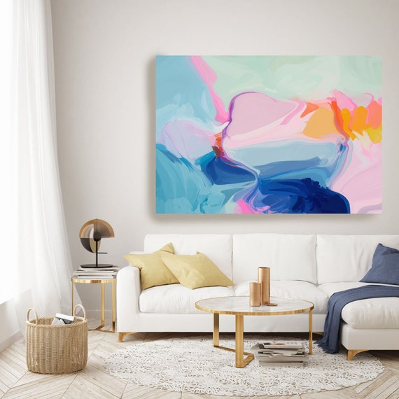 Large Abstract Art, Colorful Art, Abstract Canvas Print Large Modern Abstract Blue Abstract Wall Art, Abstract Painting, Contemporary Bliss