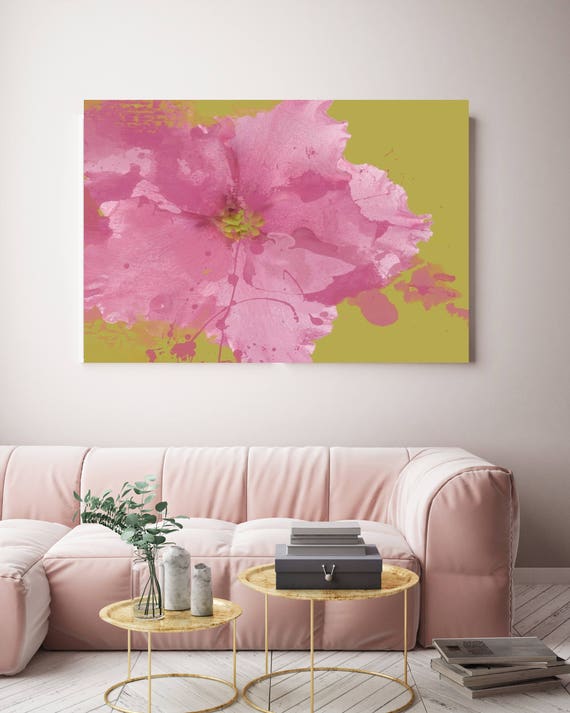 Ultimate Elegance. Floral Painting, Pink Green Abstract Art, Large Abstract Colorful Contemporary Canvas Art Print up to 72" by Irena Orlov