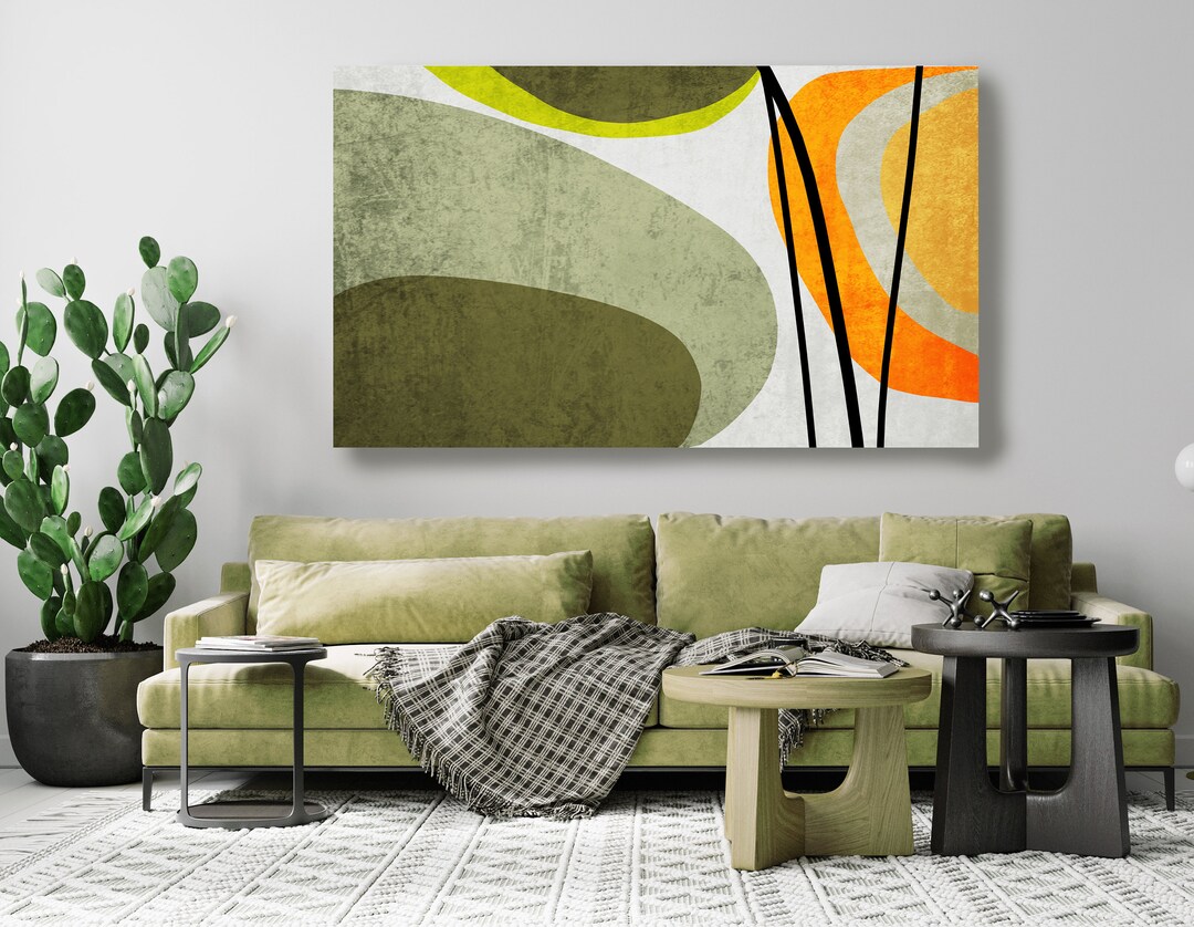Mid-century Modern Olive Green Canvas Art Print Mid Century Modern