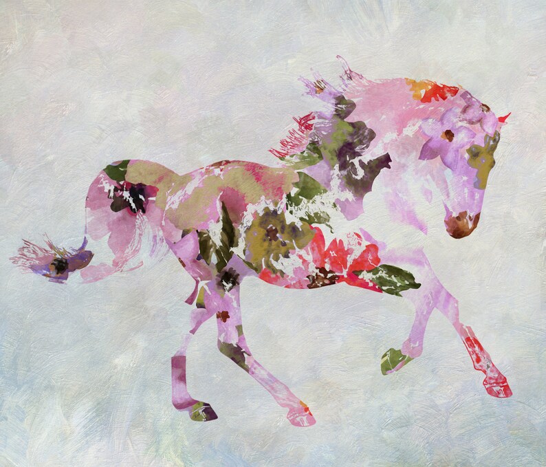 Horse Painting BOHEMIAN Mixed Media Horse Painting Canvas Etsy