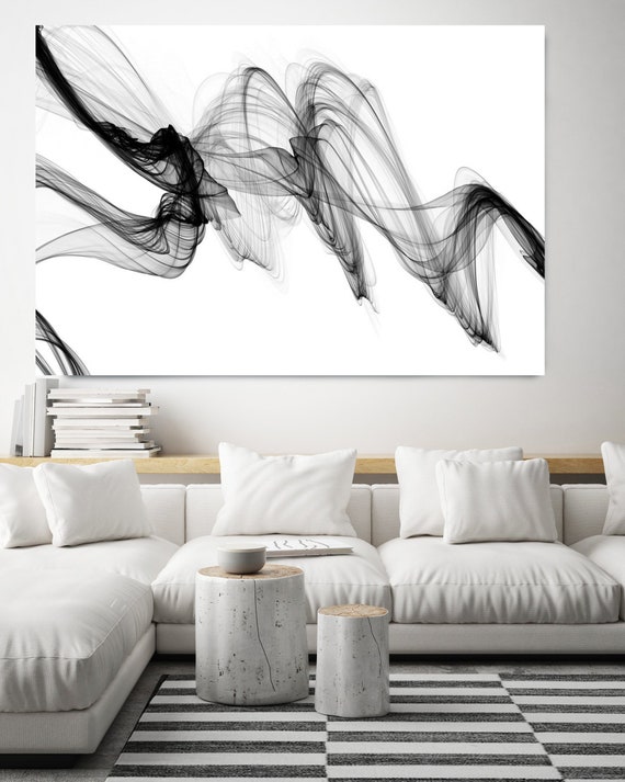 Large black and white abstract painting, modern contemporary bold, canvas art print, minimalist painting, modern wall decor