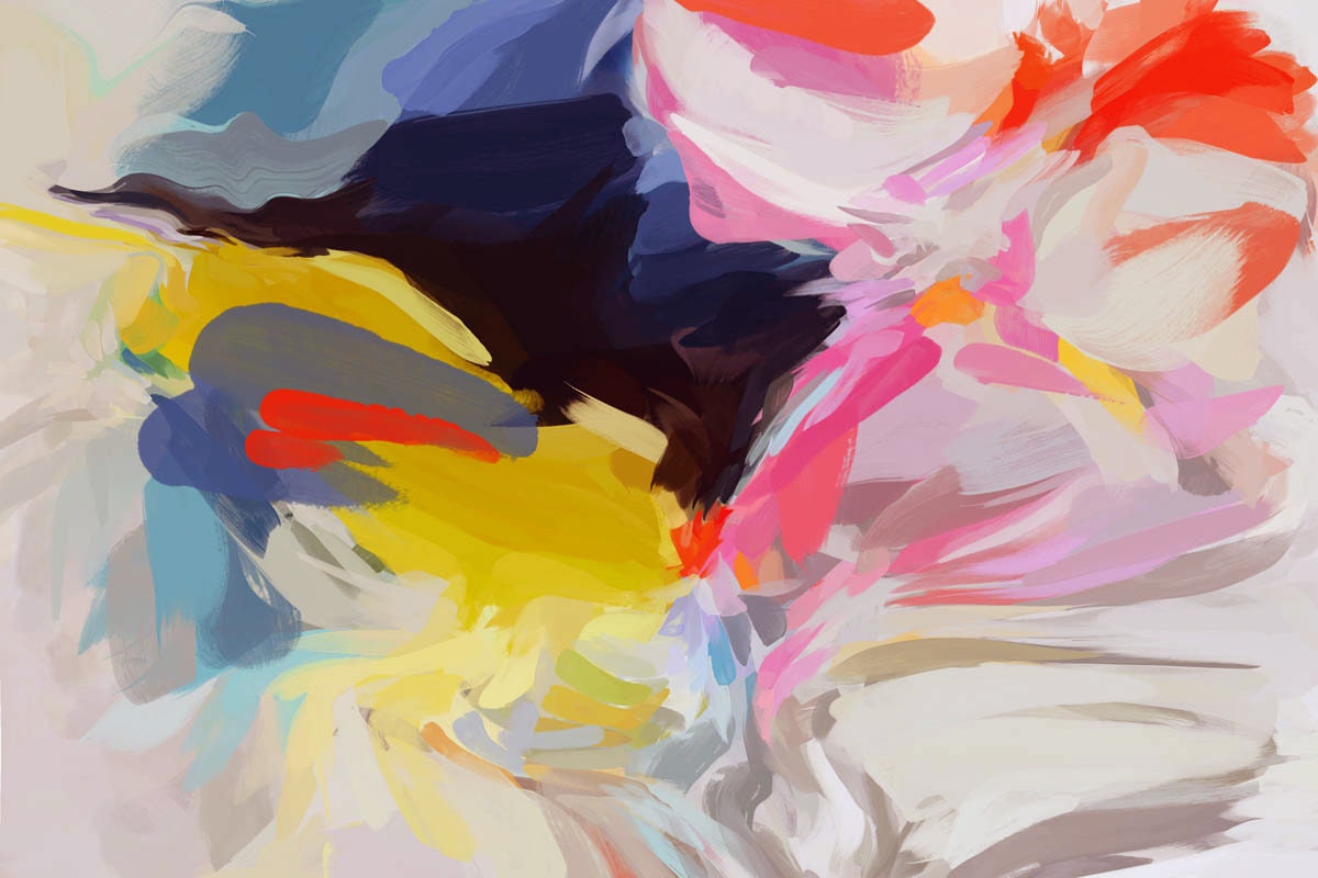 Divine Potential 2, Blue Pink Abstract Painting, Abstract Blue Pink