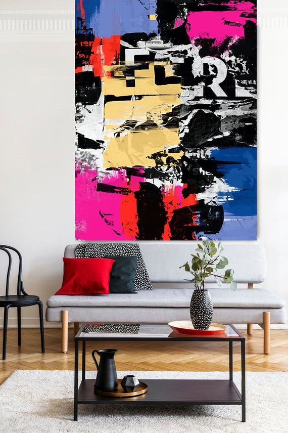 Street art Graffiti painting Canvas, Large Canvas Print, Graffiti Style Painting, Color Crush