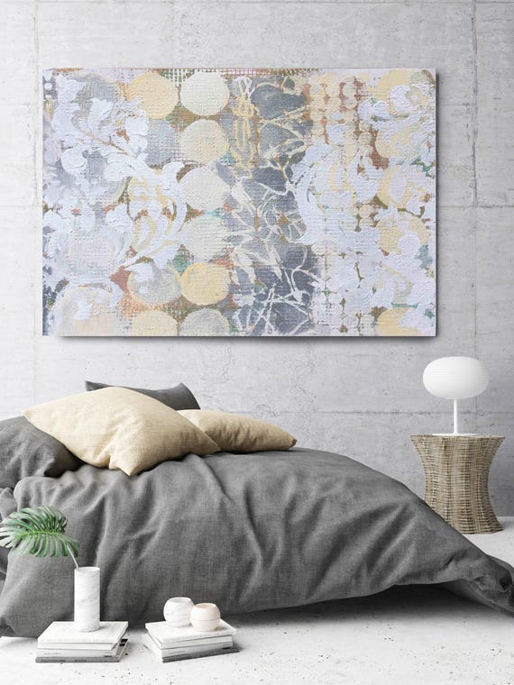 White Melody. White Gray Abstract Art, Wall Decor, Extra Large Abstract Colorful Contemporary Canvas Art Print up to 72" by Irena Orlov