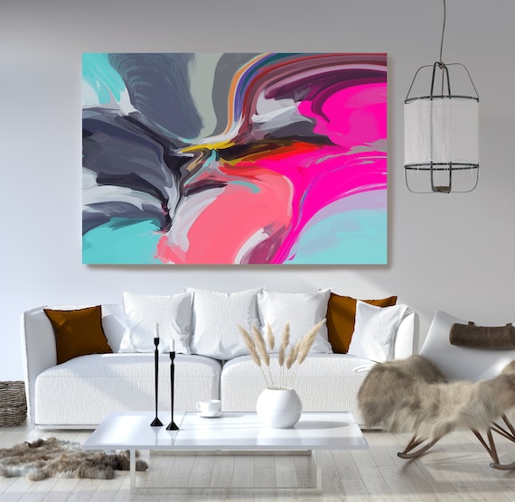 Pink Large Abstract Art, Colorful Art, Abstract Canvas Print Large Modern Abstract Blue Abstract Wall Art, Abstract Painting, Resilience